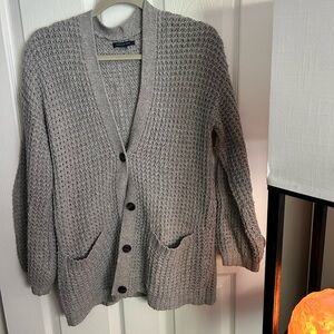 American Eagle Gray Button-Up Cozy Cardigan